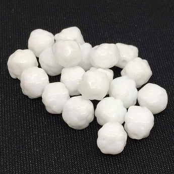 20 Vintage White Japan Textured Berry Glass Beads