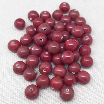 50 Vintage Mixed Mauve Red Round Japan Glass Beads