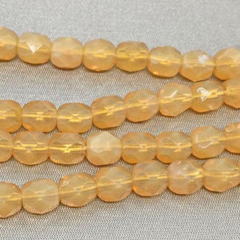 50 Vintage Opalescent Beige Topaz Czech Faceted Glass Beads