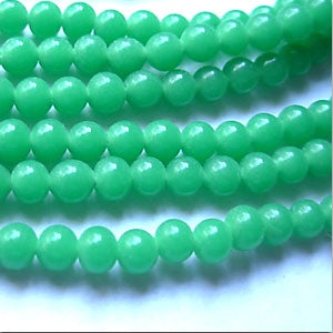 100 Vintage Jadeite Green Japan Round Glass Beads #9563