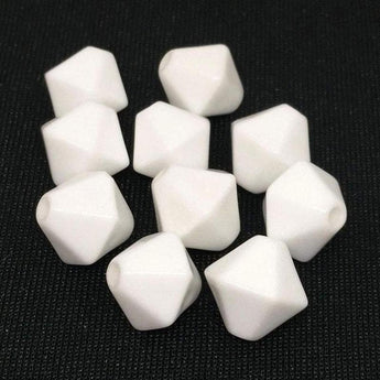 10 Vintage White Japan Glass Beads Bicone