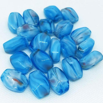 20 Vintage Blue Millefiori Oval Glass Beads