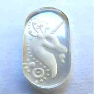 1 Vintage Crystal Unicorn Intaglio Glass Cabochon