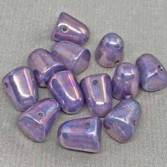 6 Opal Purple Berry Gumdrop Glass Beads