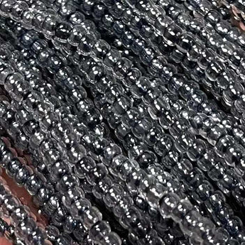 1 Hank Black Copper Lined Czech Glass Seed Beads, Size 11/0.