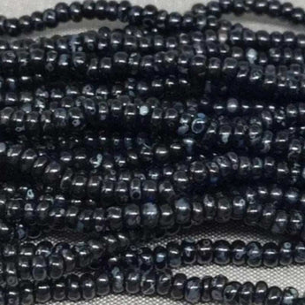 1 Hank Black Picasso 11/0 Czech Glass Seed Beads close-up.