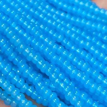 1 Hank Blue Aqua Opal Czech Glass Seed Beads, size 11/0.