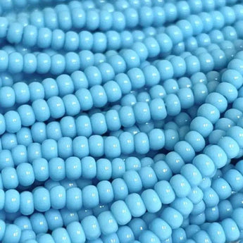 1 Hank Blue Baby Czech Glass Seed Beads, Size 11/0