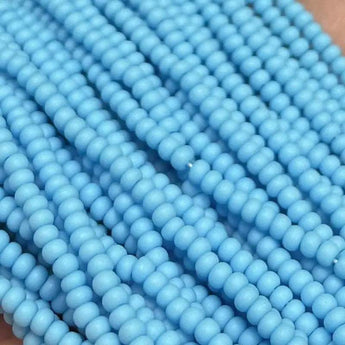 Blue baby matte Czech glass seed beads, size 11/0.