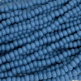 1 Hank Blue Denim Matte Czech Glass Seed Beads Size 11/0