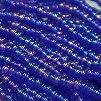 1 Hank Blue Sapphire AB Czech Glass Seed Beads, Size 11/0.