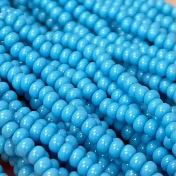 1 Hank Blue Turquoise Dark Czech Glass Seed Beads, size 11/0.