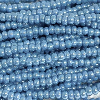 Blue turquoise luster Czech glass seed beads, size 11/0, 1 hank.