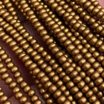 1 Hank Bronze Gold Czech Glass Seed Beads, Size 11/0.