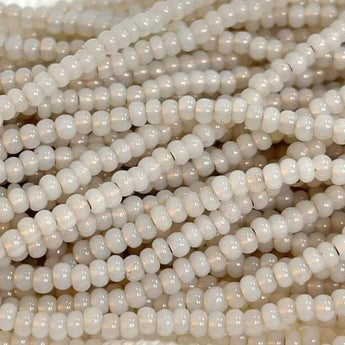 1 Hank Bronze Lined White Opal Czech Glass Seed Beads size 11/0.