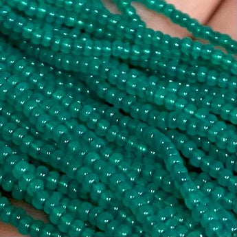 1 Hank Green Emerald Opal Czech Glass Seed Beads, size 11/0.