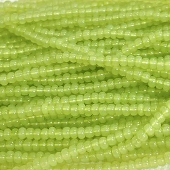 1 hank green lime Czech opal glass seed beads size 11/0.