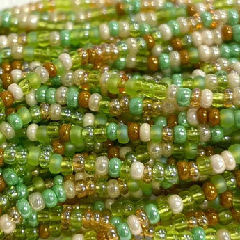 Mixed Earth Glimmers Czech Glass Seed Beads, Size 11/0, Green Tones, 1 Hank.