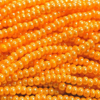 1 Hank Orange Light Luster Czech Glass Seed Beads, Size 11/0.