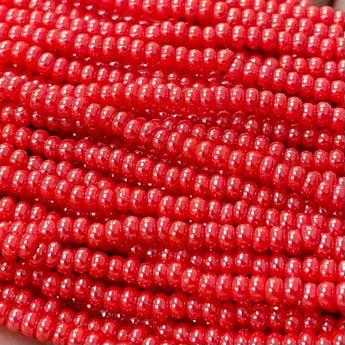 1 Hank Red Light Luster Czech Glass Seed Beads size 11/0.