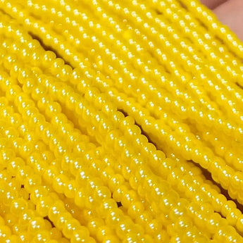 1 Hank Yellow Dark Luster Czech Glass Seed Beads Size 11/0