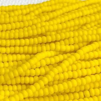 1 Hank Yellow Dark Matte Czech Glass Seed Beads, Size 11/0.