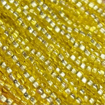 1 Hank Yellow Jonquil Vivid Silver Lined Czech Glass Seed Beads Size 11/0