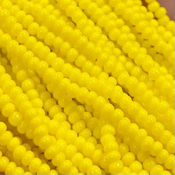 1 Hank Yellow Lemon Czech Glass Seed Beads, Size 11/0.