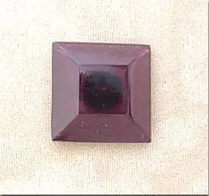 1 Victorian Purple Amethyst Czech Square Glass Button, vintage 25mm.