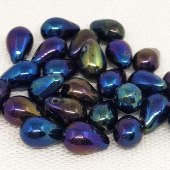 25 Czech Iris Drop Glass Beads