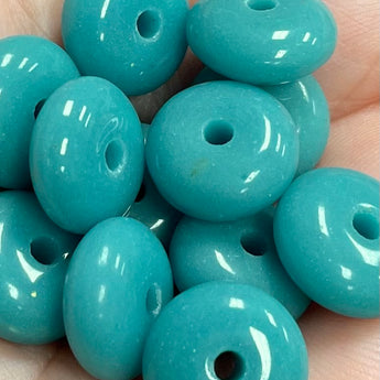 12 Vintage Teal Rondelle Glass Beads