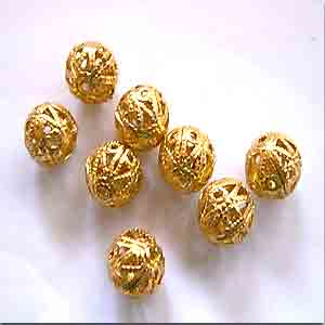 10 Vintage Gold Filigree Metal Beads