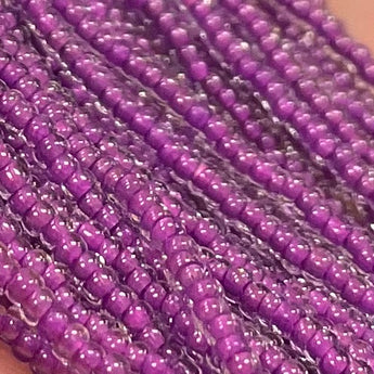 1 Hank Neon Purple Lined Czech Glass Seed Beads