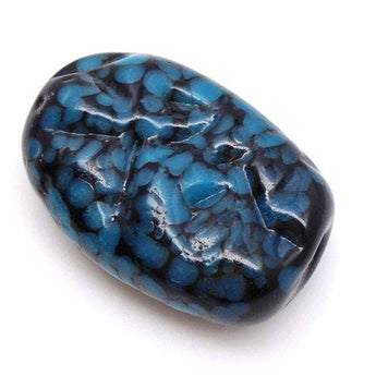 1 Vintage Mottled Black Blue Japan Glass Focal Bead Pendant