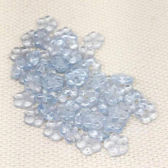 50 Translucent Light Blue Czech Flower Glass Beads