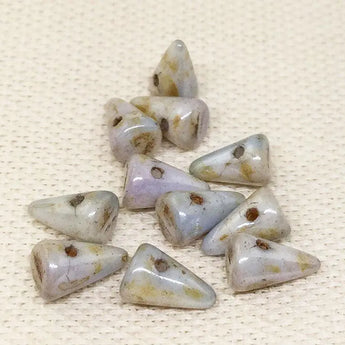 12 Picasso Czech Spike Glass Beads 7x5mm