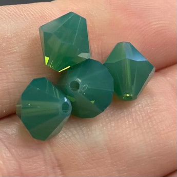 4 Palace Green Swarovski Bicone Crystal Beads