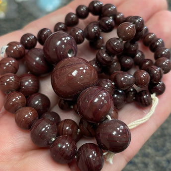 1 Graduated Strand Vintage Sienna Brown Japan Glass Beads