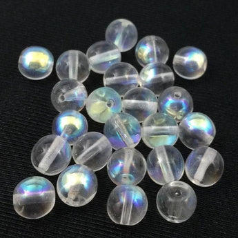 25 AB Clear Round Czech Glass Beads