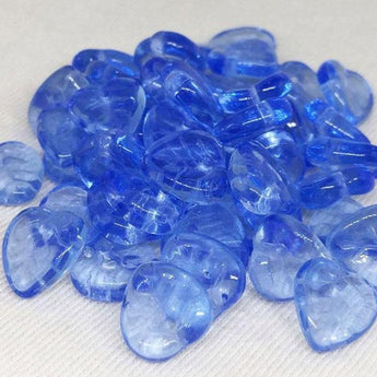 50 Translucent Blue Czech Leaf Glass Beads