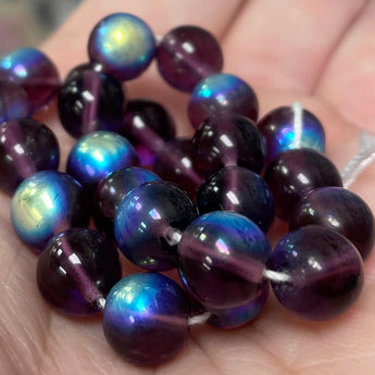 25 AB Amethyst Czech Round Glass Beads