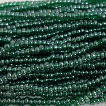 1 Hank Transparent Luster Green Czech Glass Seed Beads