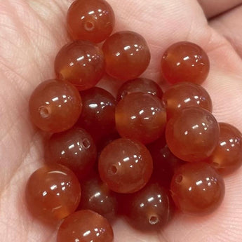 20 Vintage Carnelian Round Glass Beads