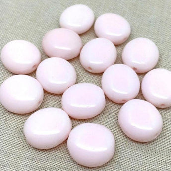 10 Vintage Light Pink Czech Oval  Glass Beads