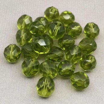 25 Translucent Olive Green Czech Faceted Glass Beads