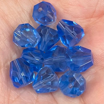 10 Vintage Mixed Machine Cut Blue Teardrop Glass Beads