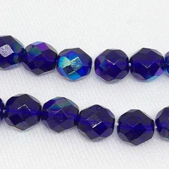 25 AB Cobalt Blue Czech Faceted Glass Beads