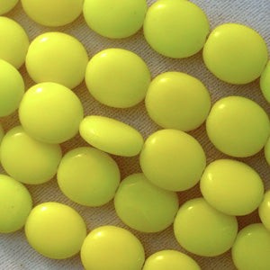 10 Vintage German Yellow Coin Glass Beads #4843