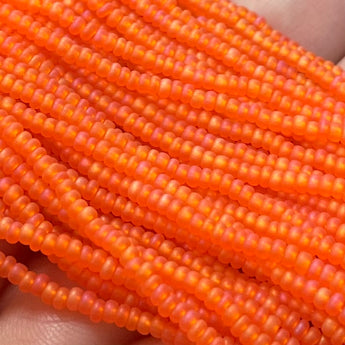 1 Hank Matte Transparent AB Orange Czech Glass Seed Beads