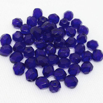 50 Cobalt Blue Czech Faceted Glass Beads